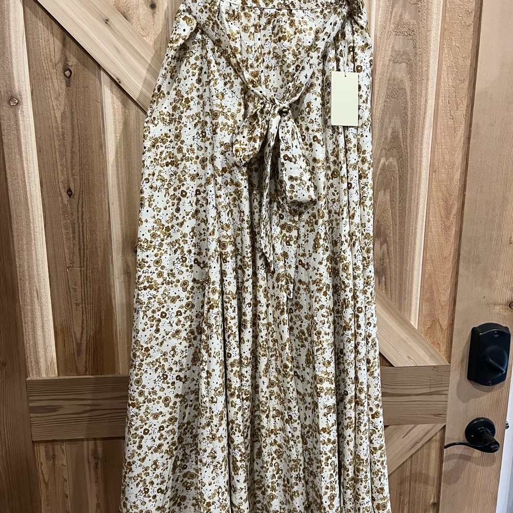 Versona Cream and Brown Floral Maxi Skirt
